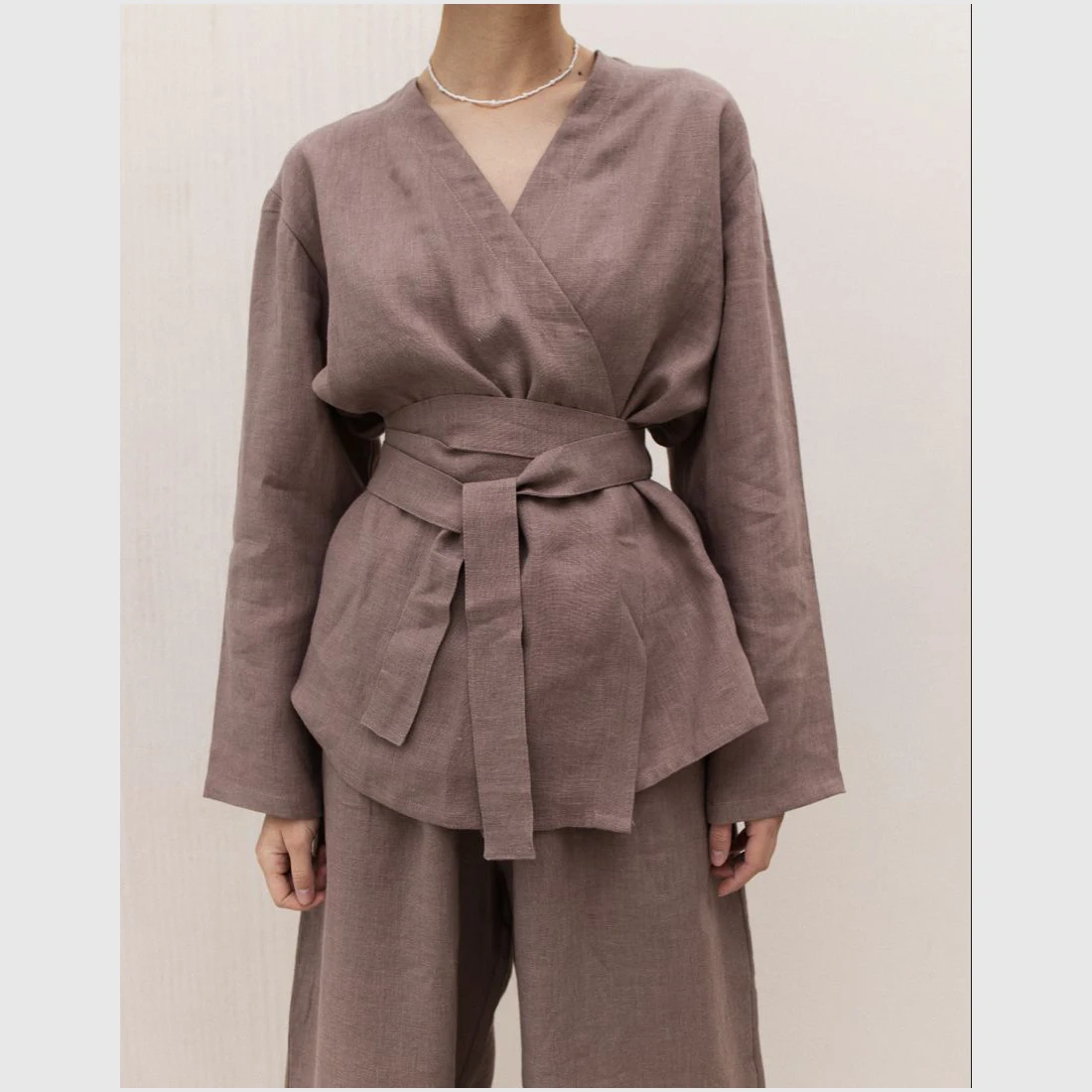 Brown Linen Kimono Robe Dress Summer Casual Home Daily Wear For Women Clothing Kimono Robe Custom Dress Made By Zed Aar Exports