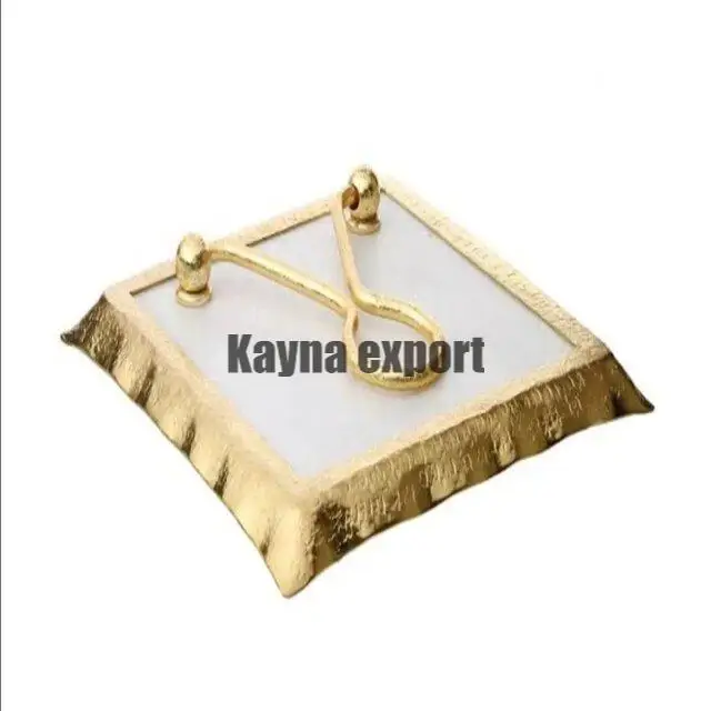 Wholesale luxury aluminum metal beautiful leaf design gold platted tissue holder stand