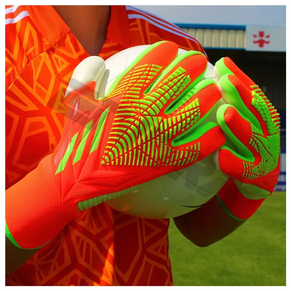Professional Soccer Goalkeeper Gloves for Football Orange Blue Unisex OEM Customized Logo Finger Packing Protection Color MOQ