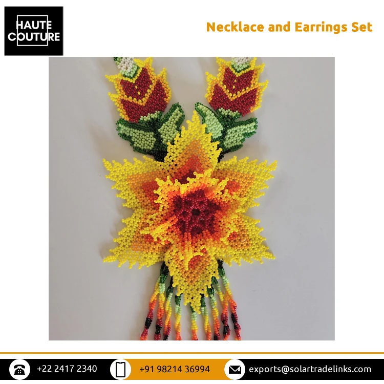 Huge Selling Top Quality Japanese Jaco Beads Bohemian Gypsy Tribal Style Hibiscus Shape Necklace and Earrings Jewelry Set