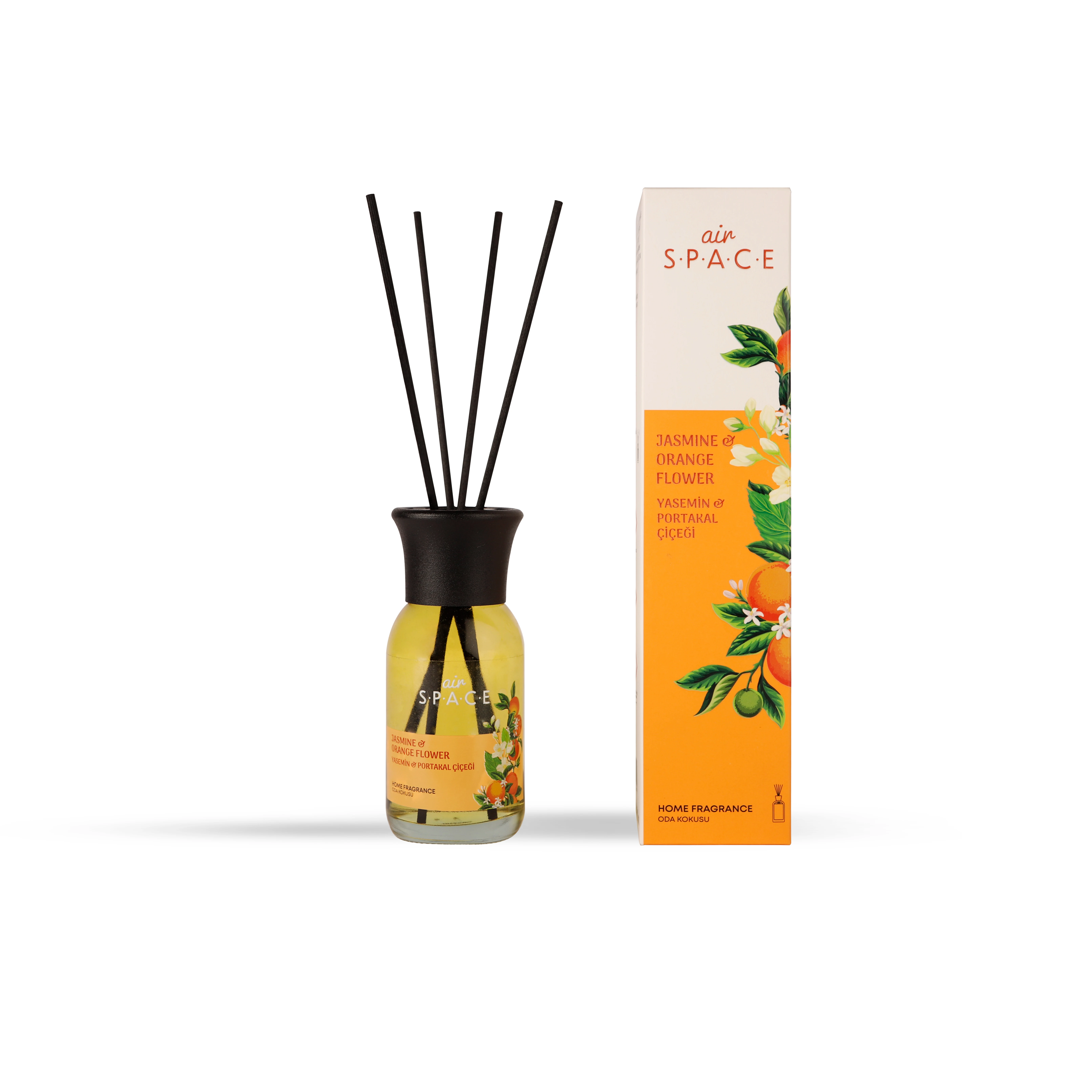 100 ML Air Space Jasmine & Orange Flower Reed Diffuser Fragrance Home Fragrance Aromatic Scent Fiber Sticks Made in Turkiye