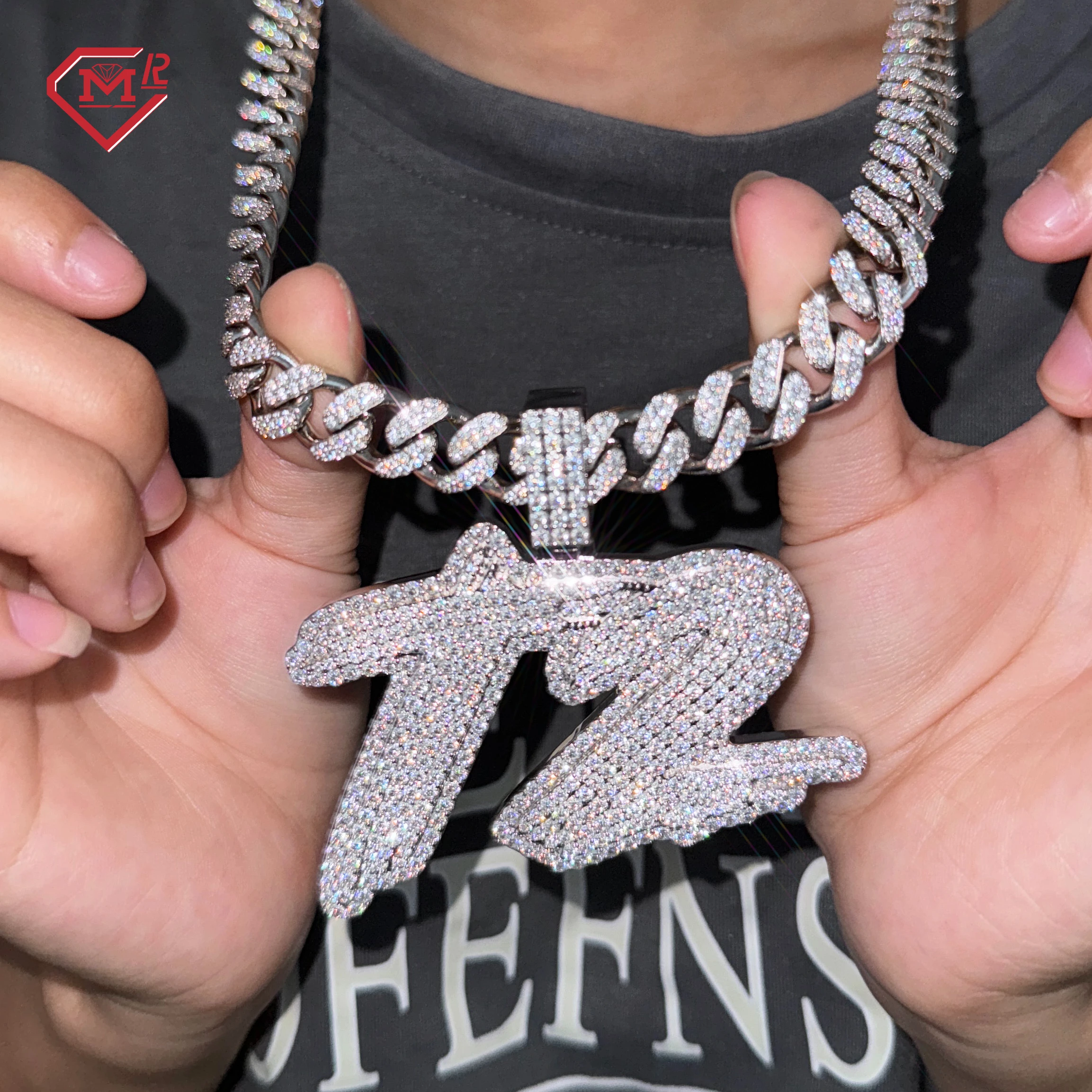 Iced Out Moissanite Pendants Memory Picture Letter 925 Silver Pass Tester Hip Hop Custom Moissanite Pendant