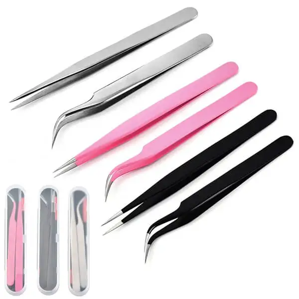 Nice eyebrow tweezers black Welcomed Eyelash Tweezers With Logo With Paper Transfering Printing tweezers