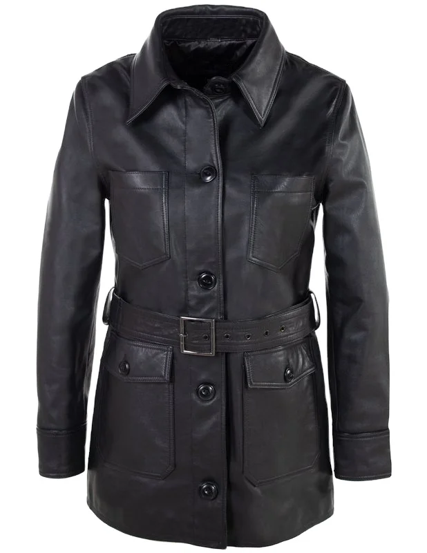 OEM Custom Genuine Leather Ladies long coat/Ladies maxi length long trench coat/private label logo sheep leather coat