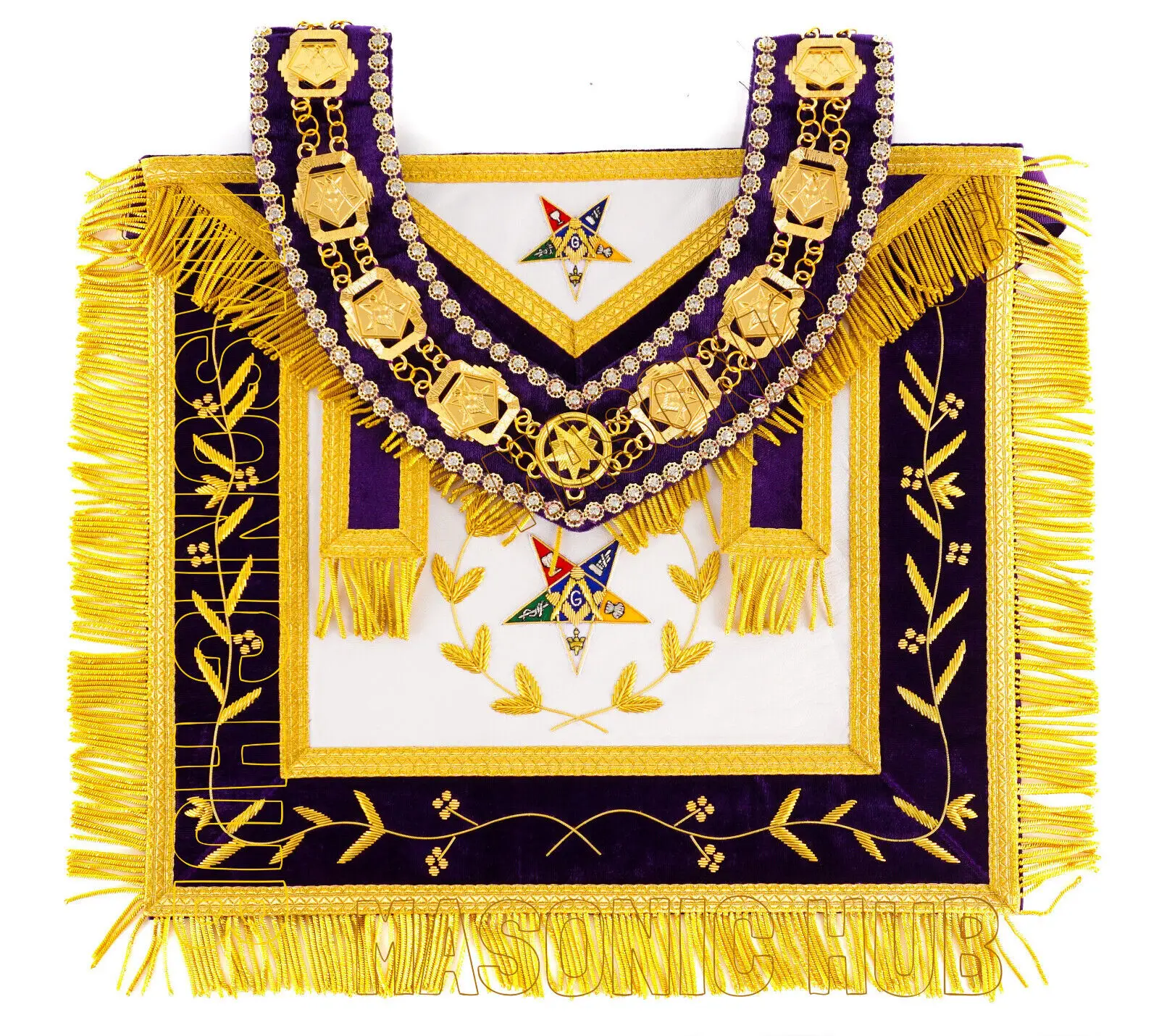 MASONIC OES GRAND покровитель 100% фартук из овечьей шкуры Вышитый вручную с