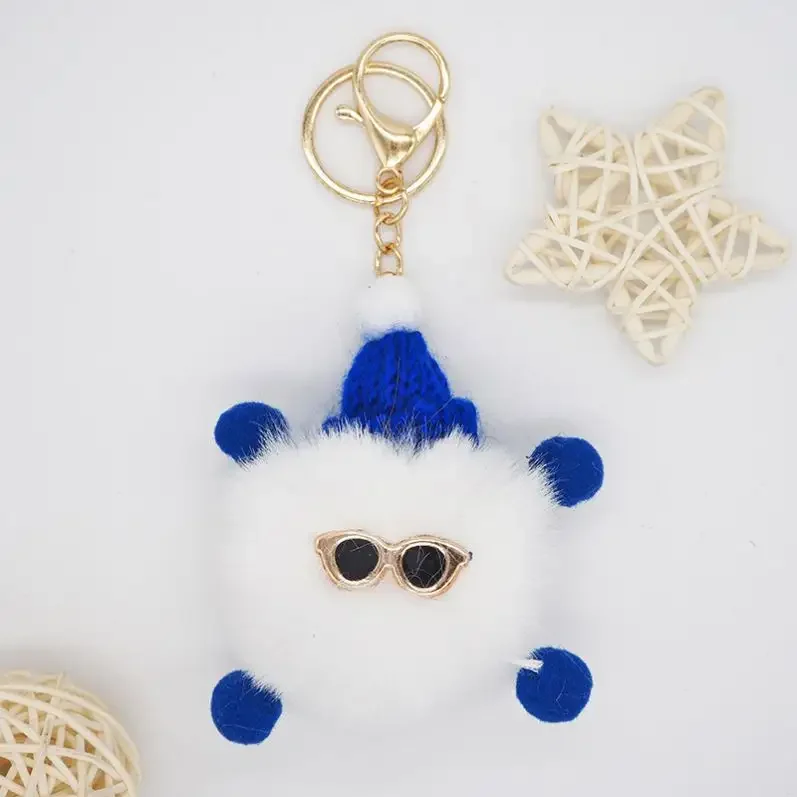 New hot Pom Pom Keychain Fluffy Ball Keyring Plush doll Faux Rabbit Fur Cute Animal Elf Pompom Plush Key chain for Bag charm