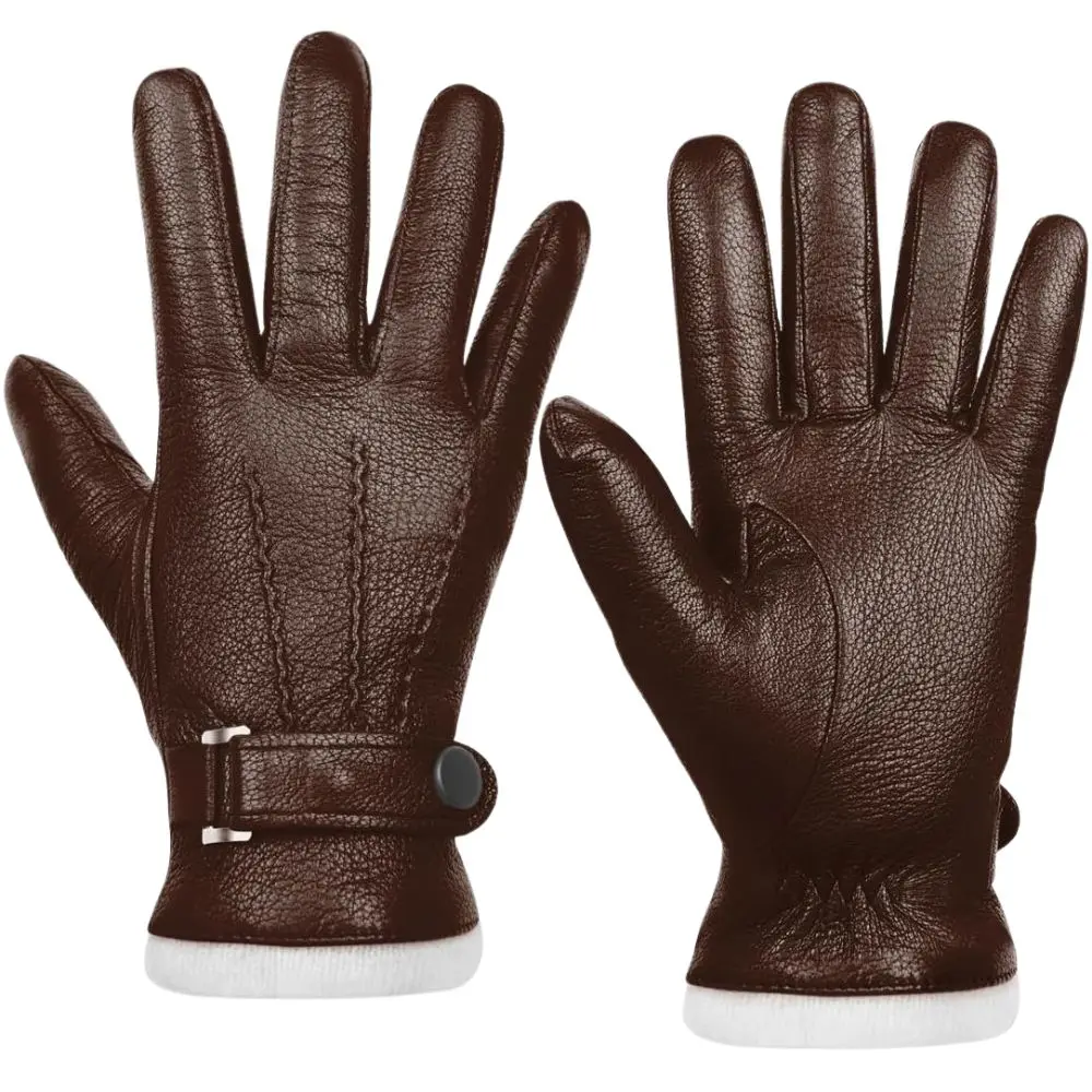 New Men Genuine Leather Sheepskin Gloves Winter Warm Touch Screen Gloves High Quality Full Finger Winter Gloves By Maximize Wear