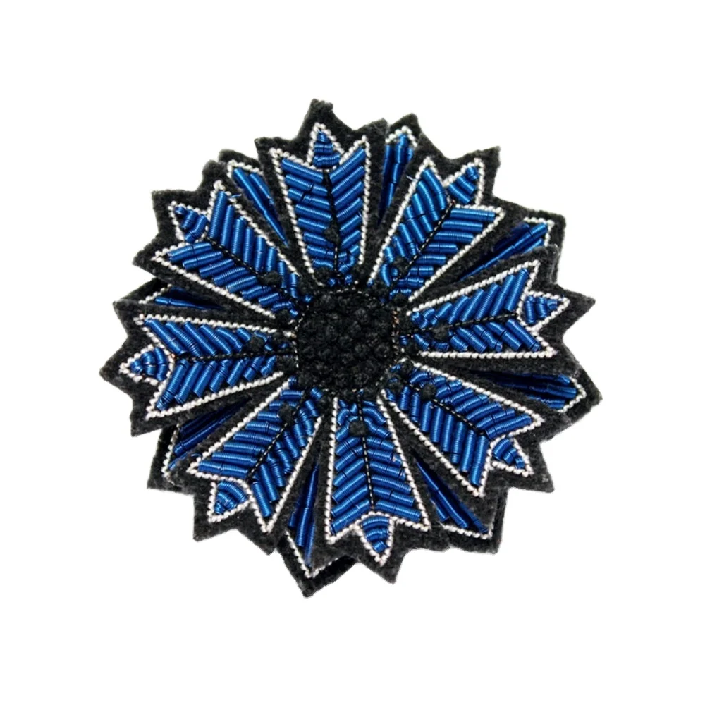 OEM French Bullion Flower Pins & Brooches Manufacturer Fashion Jackets Jeans Brooch Handmade Bullion Jewelry Patch Badge