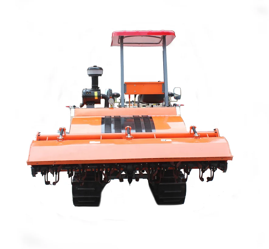 Agricultural tractor Rubber Crawler tractor with tiller and disc harrow for paddy field