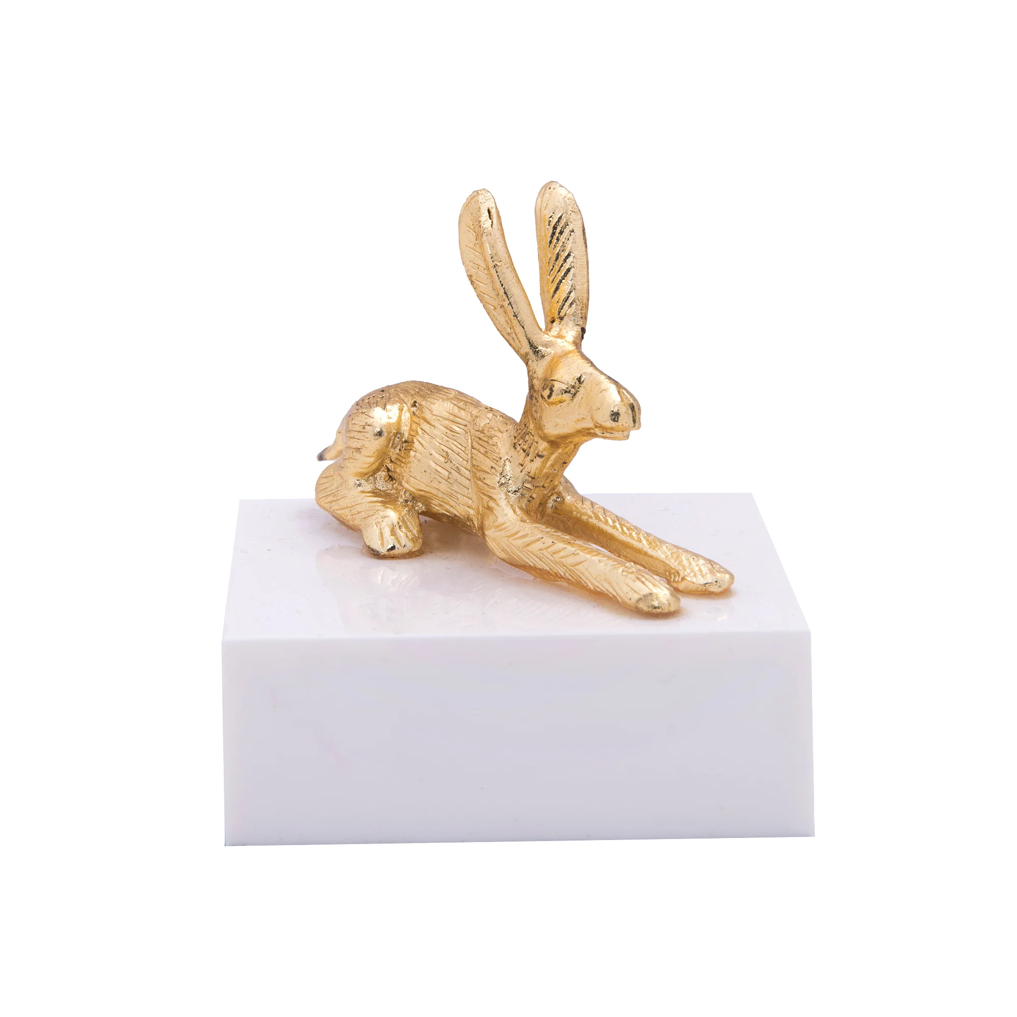 New Arrival Easter Home Decor Bunny Statue Modern home decoration Gold Rabbit figurine Office Sculpture Metal table decor