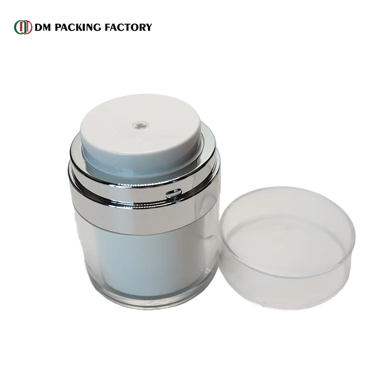 Hot 15ml 30ml 50ml White Acrylic Airless Jar  Pump Luxury Manufacturing Pump jar Cosmetics Packaging