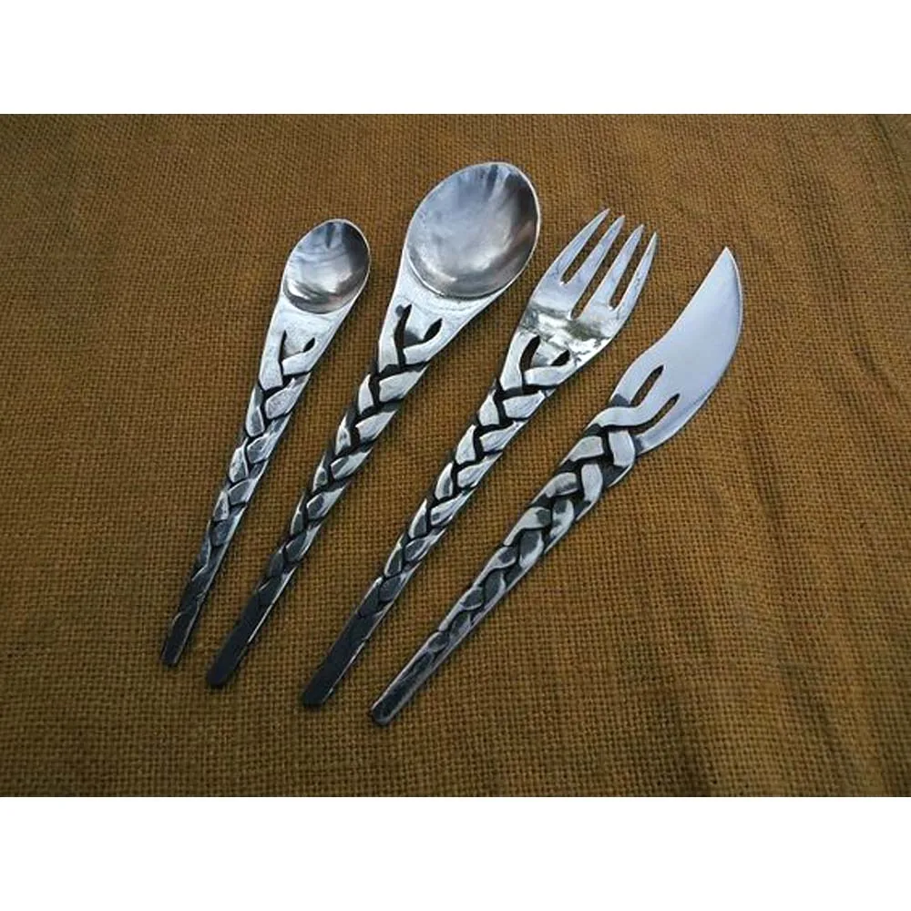 Antique Design fork Brass Gold Dessert Fork with Adorable Thick flat  Handle dessert spoons and Fruit forks For Restaurant