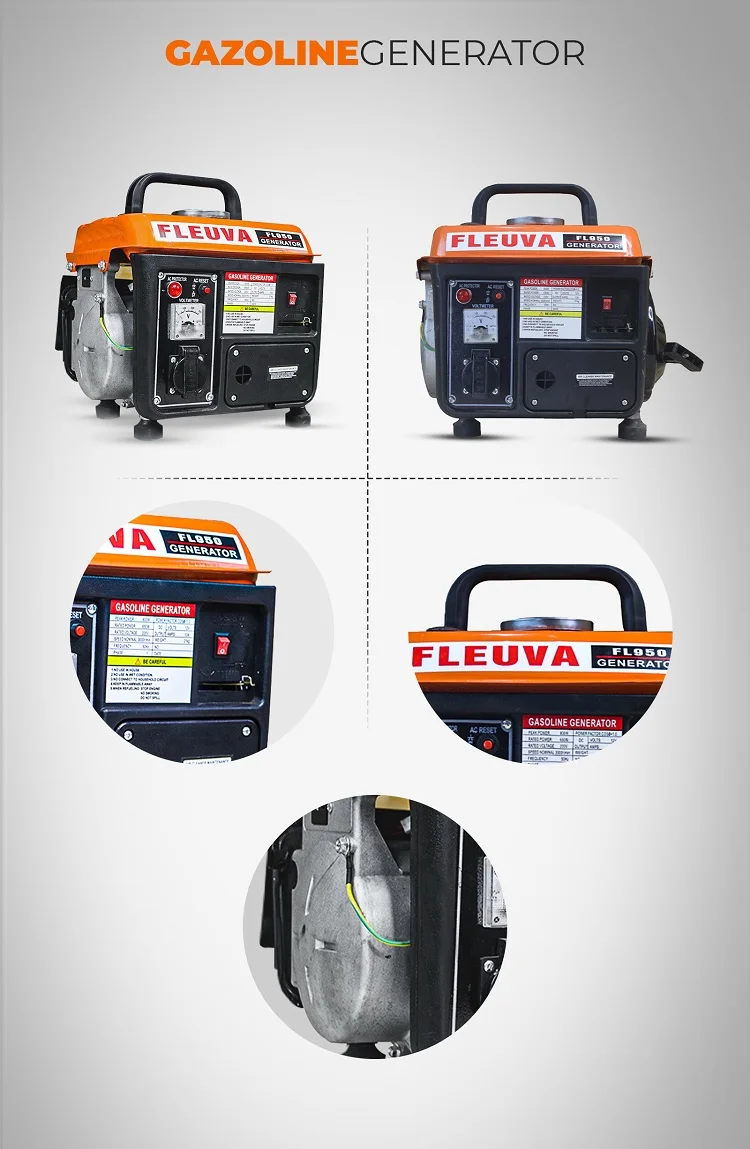 Light Weight Compact Design 3000 rpm Speed 950 Mini Portable Gasoline Generator Petrol Generator Manufacturer