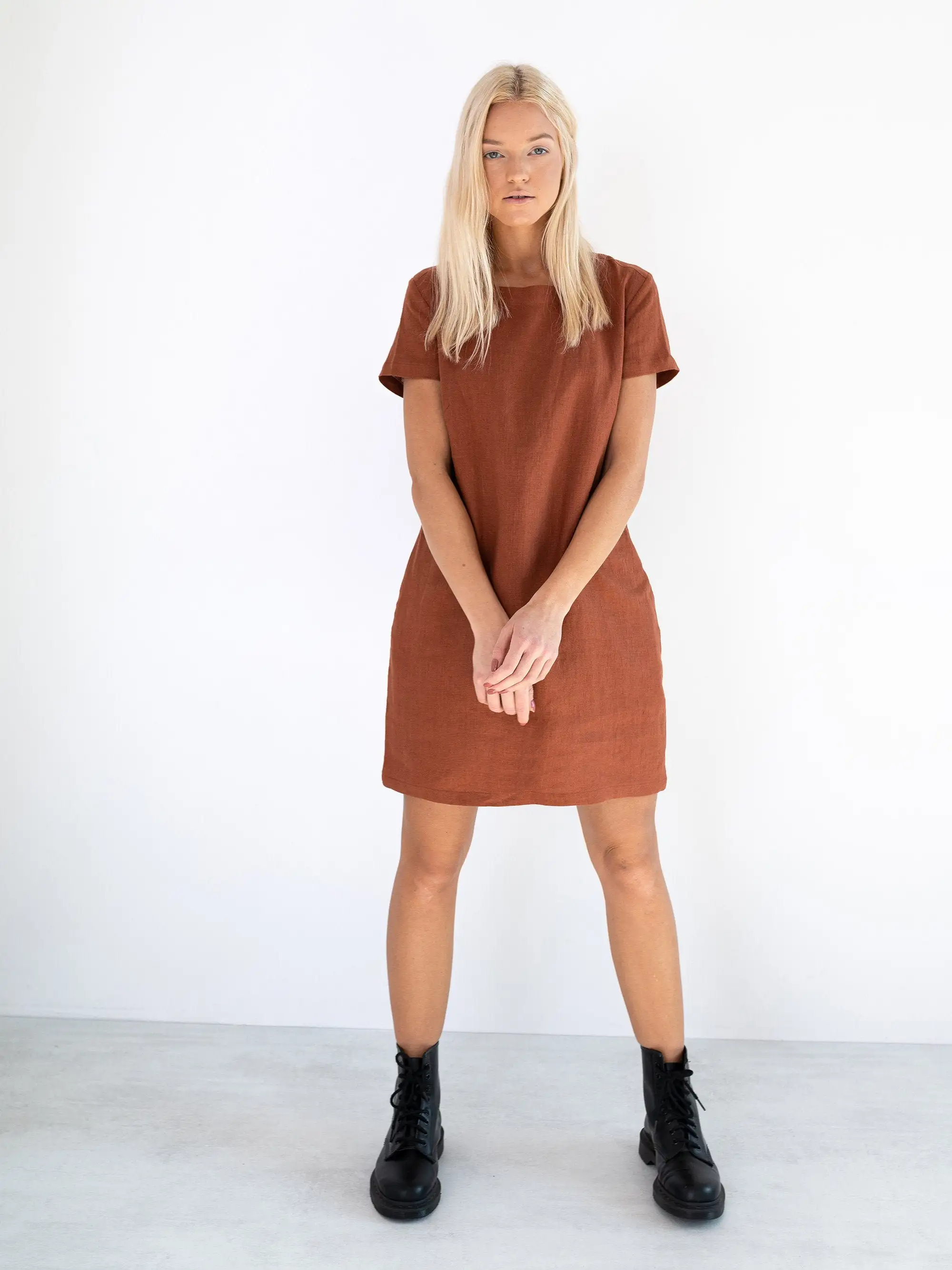 2024 Collection Handmade Linen Summer Dress For Women Rust Linen Summer Dress For Women & Girl From Seller At Wholesale Price