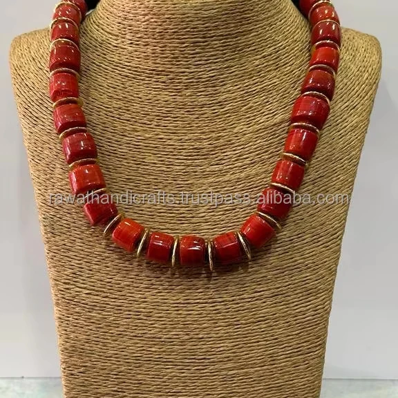 buy wholesale natural red coral multistranded carved necklace vintage jewelry tribal designed jewelry