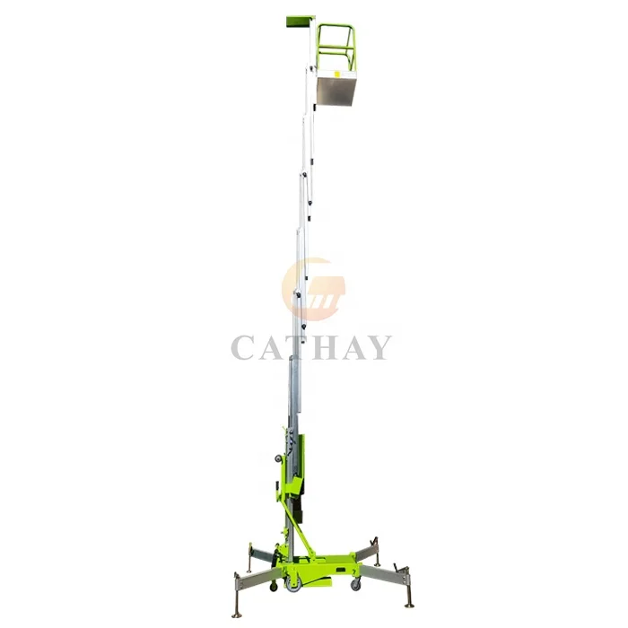 CE approved portable small push around  5~12m vertical mast  mobile electric ladder lift with outriggers indicators