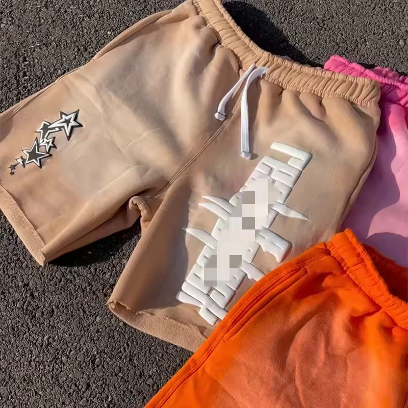 Custom Made logo French terry drawstring shorts men high quality embroidery patches sports shorts for men