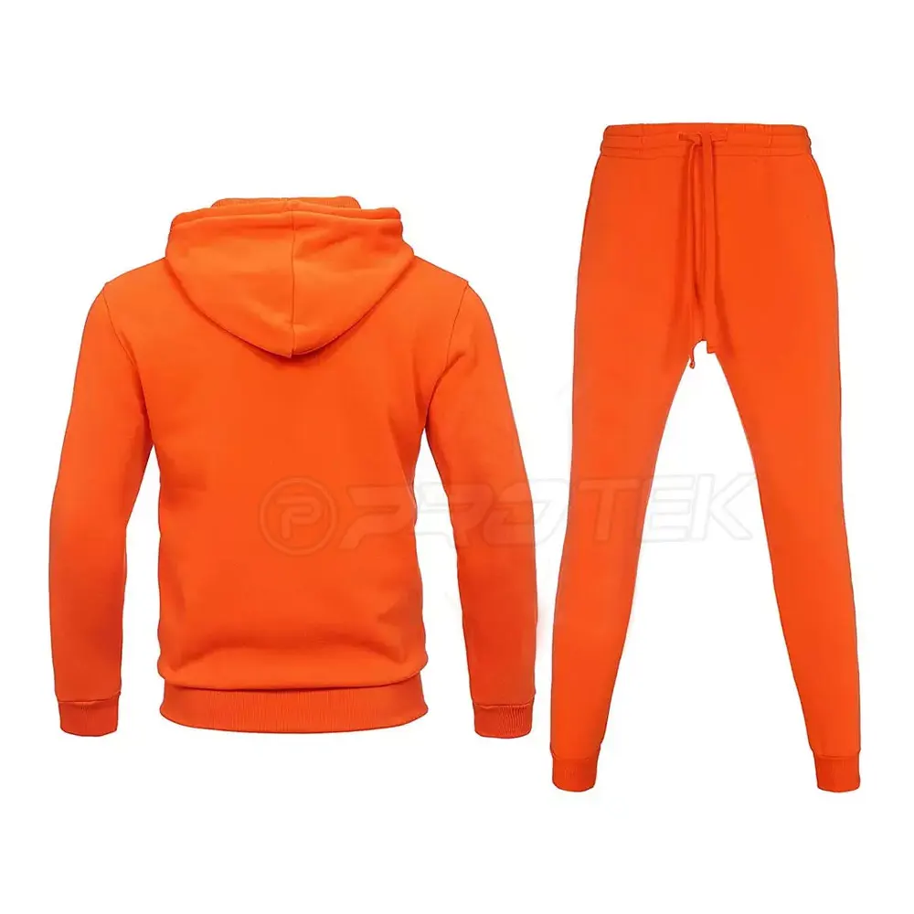 Casual Zipper Simple Blank Tracksuit For Men Orange Color Plain Men Tracksuit Set