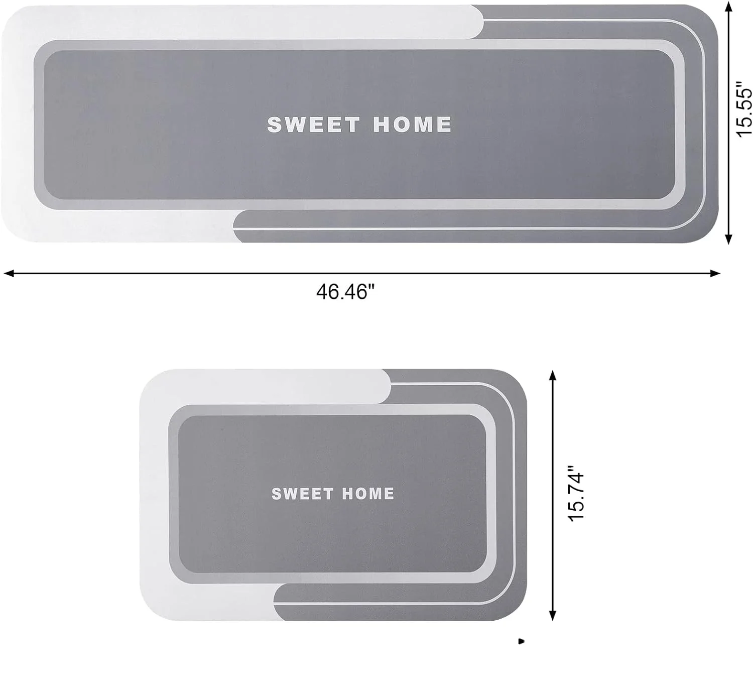 Teewas Quick Dry Bathroom Rug Sets 2 Piece, Super Absorbent Non-Slip Bath Mat, Diatomite Rubber Backed Easy to Clean Floor Mats,