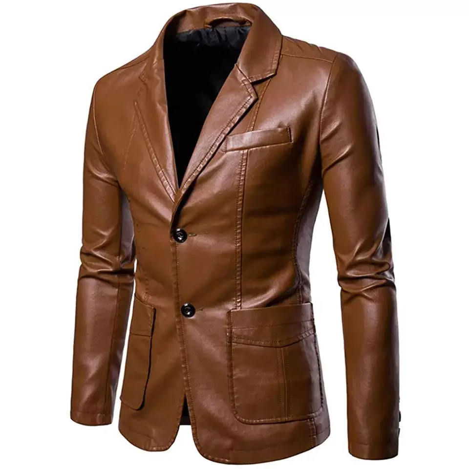 Customized Men Fashion Genuine Leather Blazer For Men 2 Button Sheep Skin All Colors  /Blazer For Adult Coats Latest Style Men