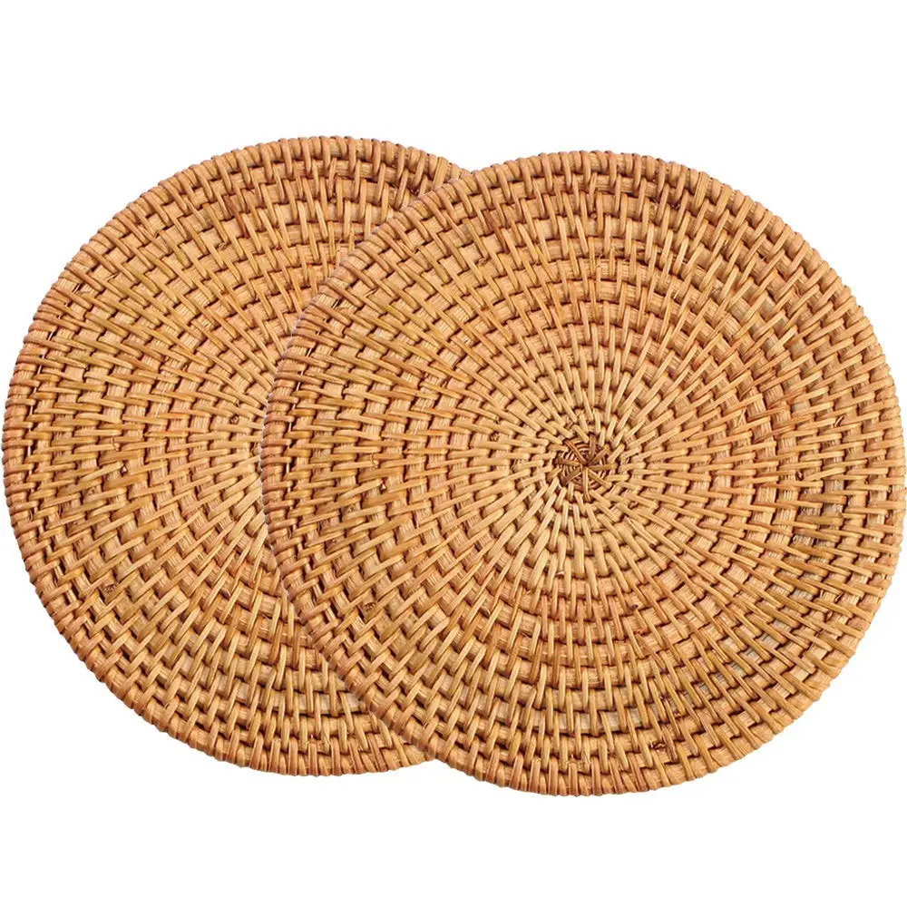 2023 Hot Sales Round Rattan Placemat Handwoven Ecofriendly Placemat Kitchen Accessories Made in Vietnam