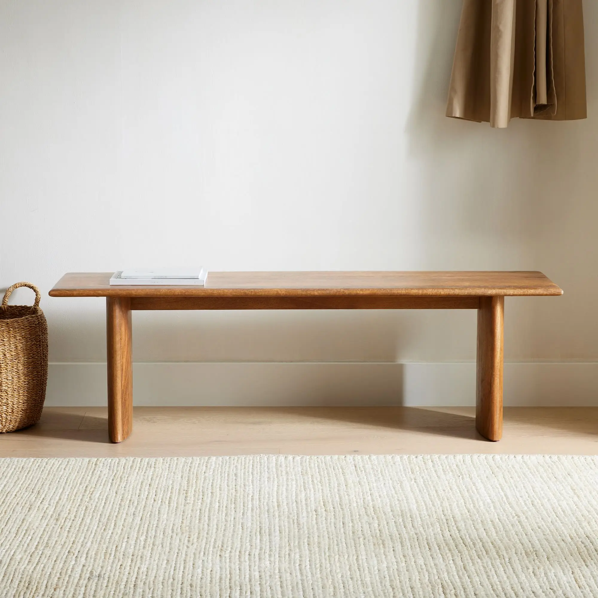 Wooden Dining Bench Dining Room Furniture with Natural Warm Finish Exposed Beautiful Wood Texture Customize Size and Color