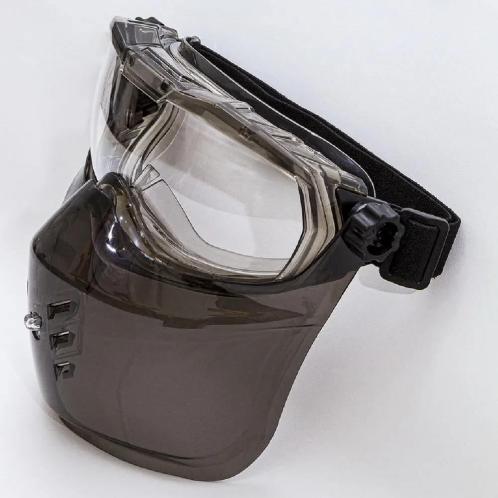 Protective Face Shield with Browguard and Safety Goggle Mask Designed for Heavy-Duty Industrial Use