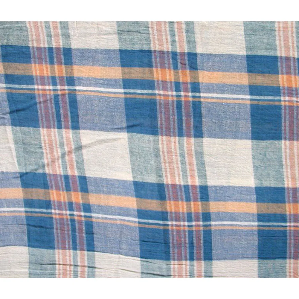 Yarn Dyed Check High Twist Fabric Material  Cotton Crepe Cloth Crinkle Fabrics High Twist Material Customized Combed Yar