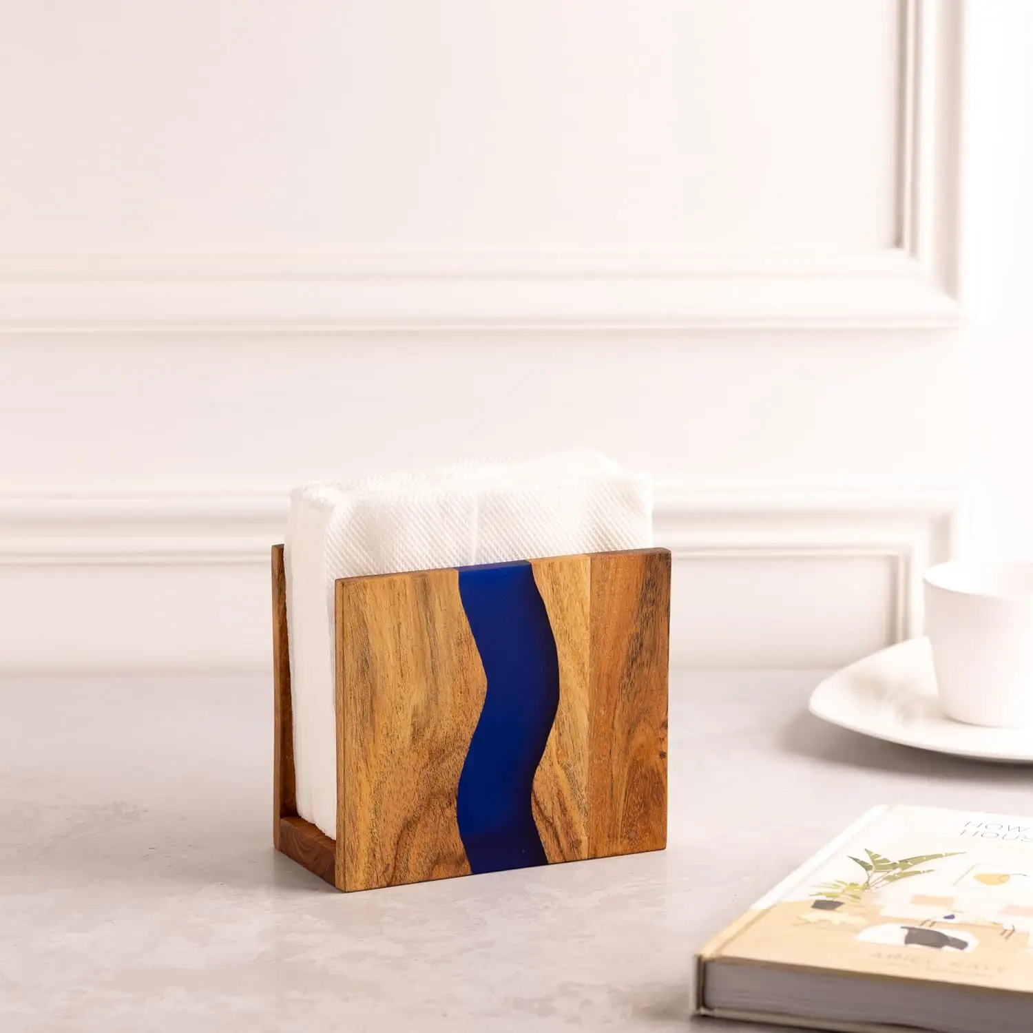 Napkin Holder for Table Tissue Paper Dispenser Wooden Napkin Holders for Kitchen Dining Room Table Decor wooden base