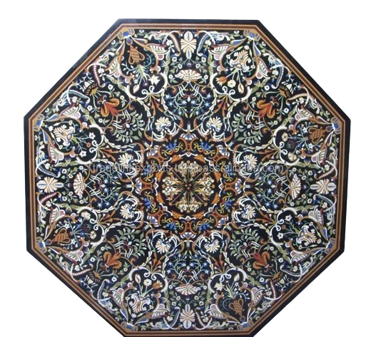 Marble Coffee Table Top Inlay Marquetry Floral Mosaic Style Patio Art Coffee Table Top