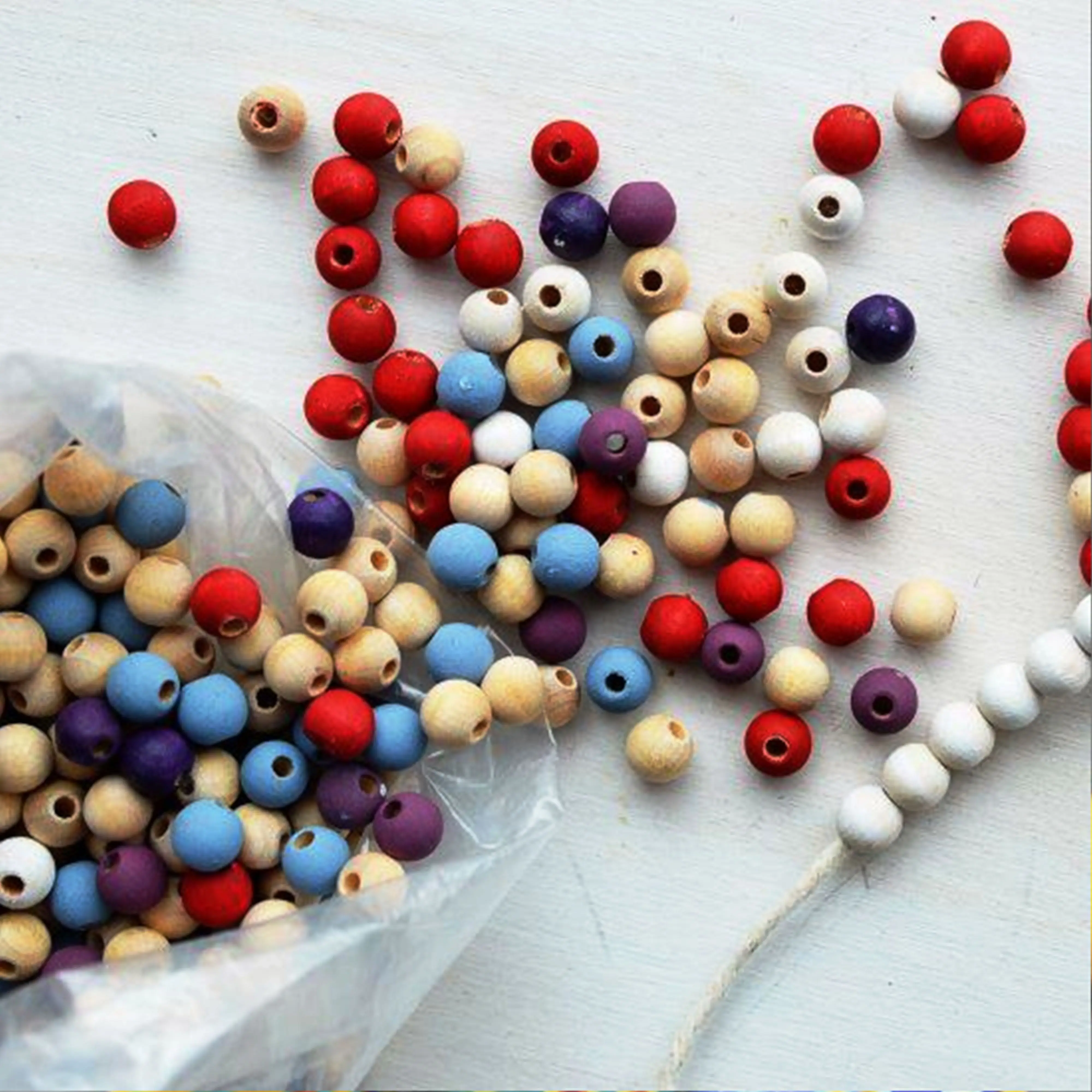 Trendy Round Wooden Printed Beads 12mm 18mmCustom Colored shaped sized Wooden Beads  small  large hole Great for Jewelry
