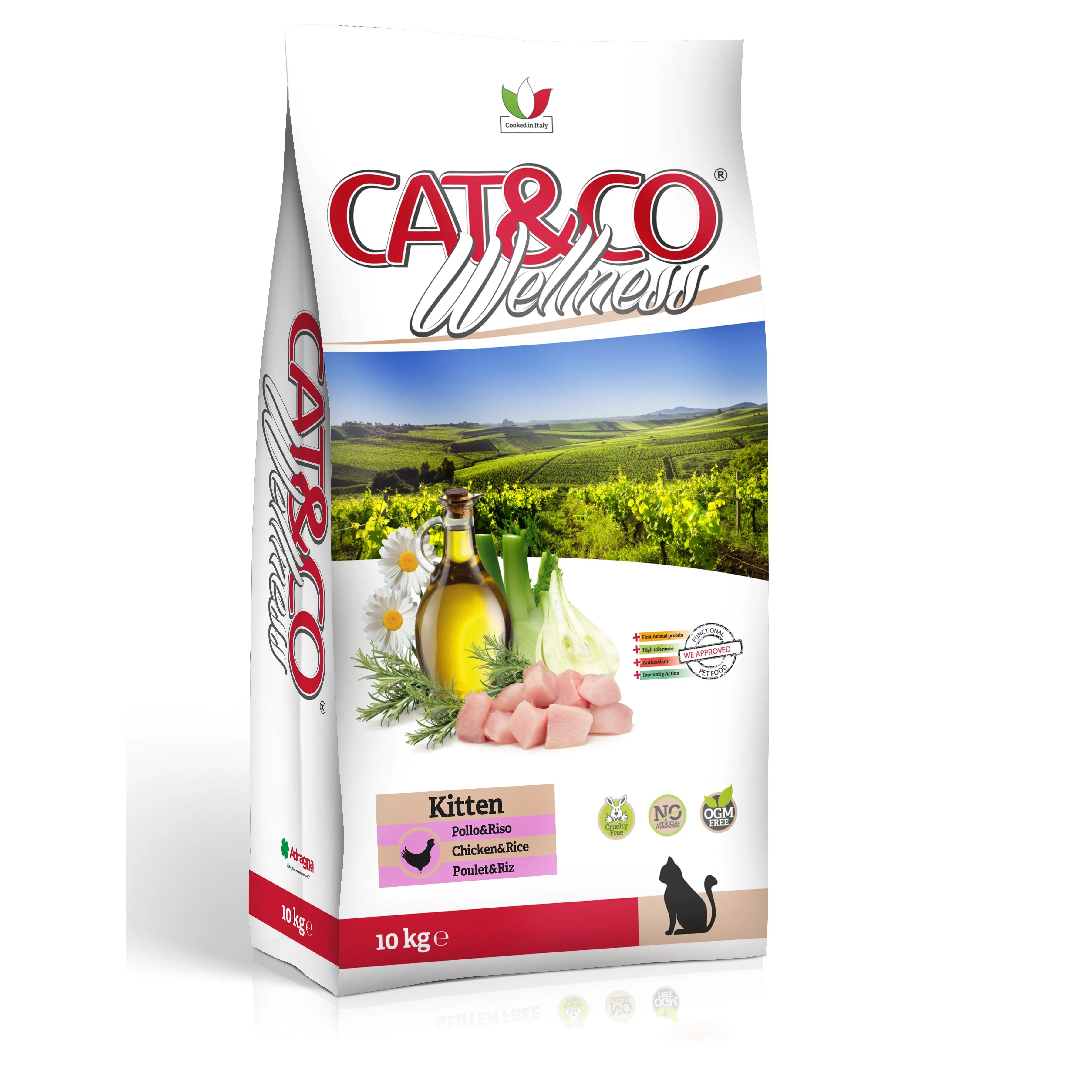 Premium Italian Cat Foods with Low Fat Animal Content for Kitten Food in Bags of 10 kg