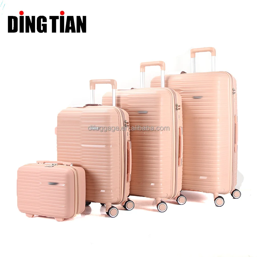 Mumbai Market unbreakable  Hard-Sided Polypropylene Luggage Set of 4 pcs PP  Trolley Bags with Beauty case