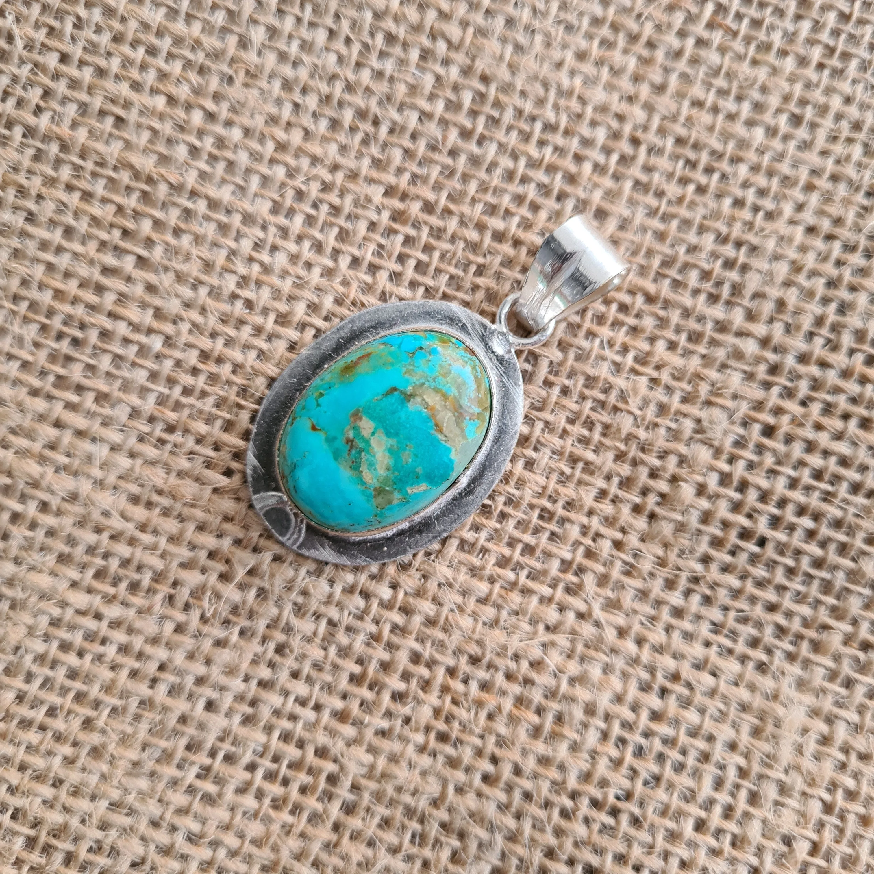 Natural Blue Turquoise Silver Pendant 925 Sterling Silver Turquoise Gemstone Silver Statement Pendant