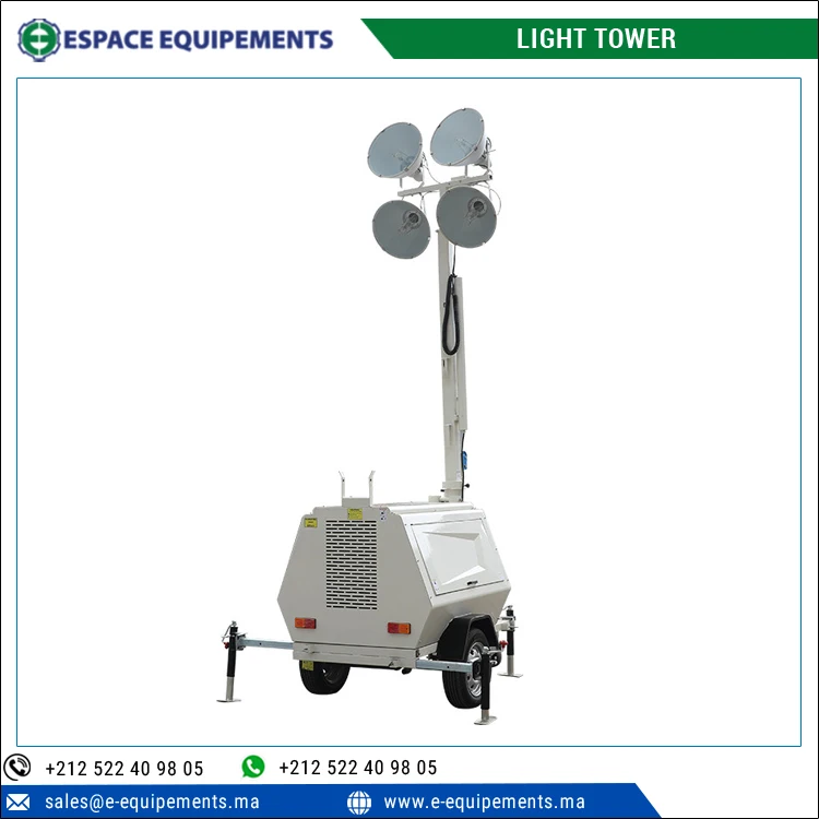 36hr Continuous Working Time Cool White Height Adjustable and Movable Construction Light Tower/ Mobile Trailer Light Tower
