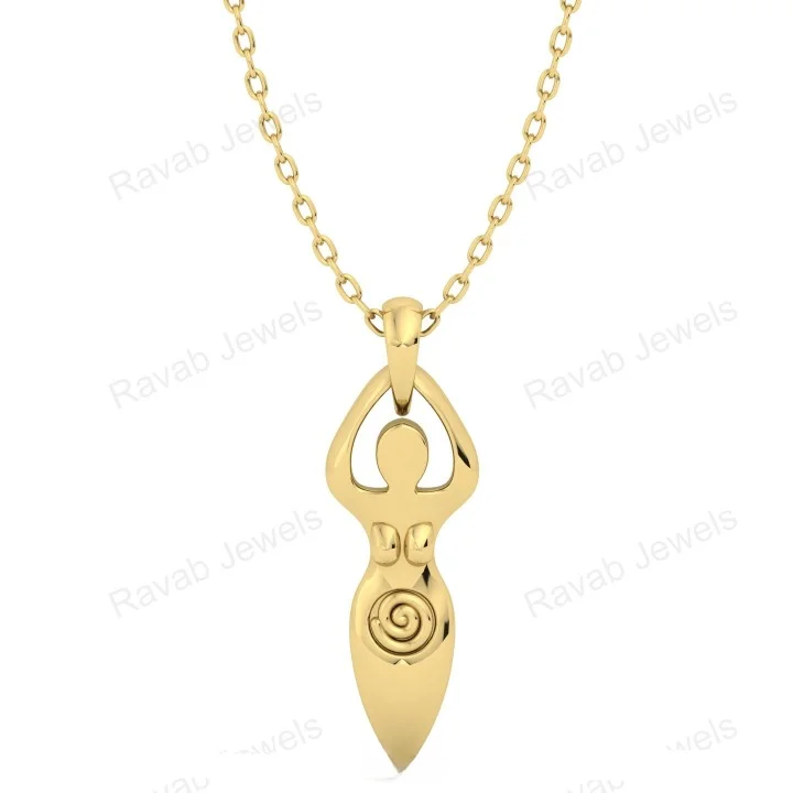 Best Selling Gold Plated Sterling Silver Wholesale Fertility Goddess 25mm Charm Custom Jewelry Necklace Setting For Wedding Gift