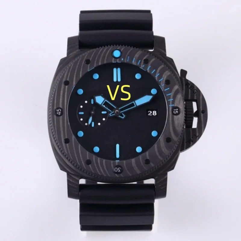 VS factory PAM 9010 автоматическое обмотка интегрированное движение Paneraies супер люминесцентные Роскошные Брендовые мужские часы из углеродного волокна