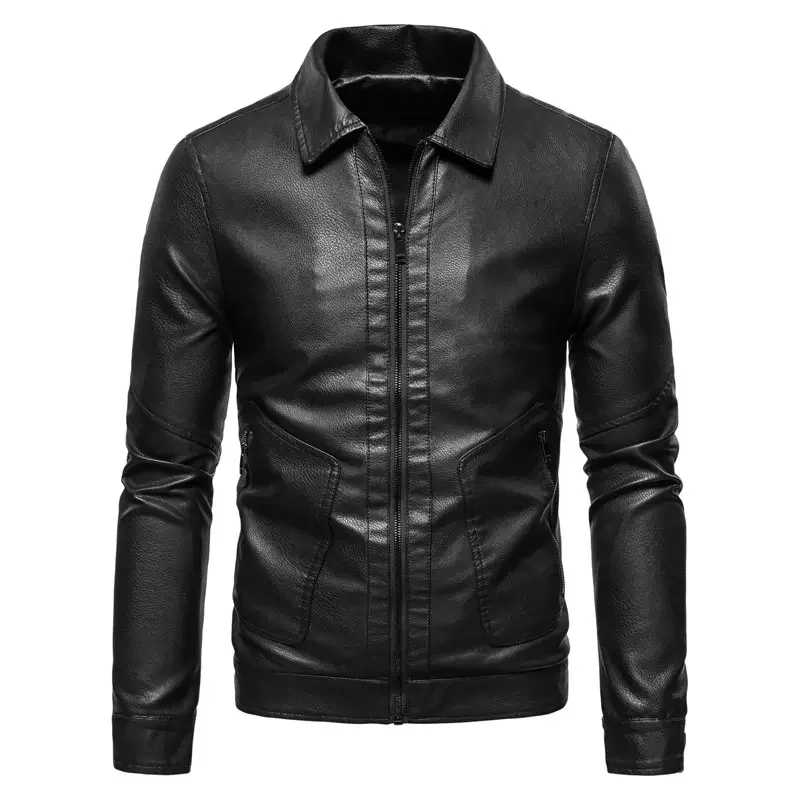 High Quality Leather Jacket Genuine Lamb Skin Factory Direct Plus Size Zipper Leather Jacket  Fashionable For Men Leather Coats