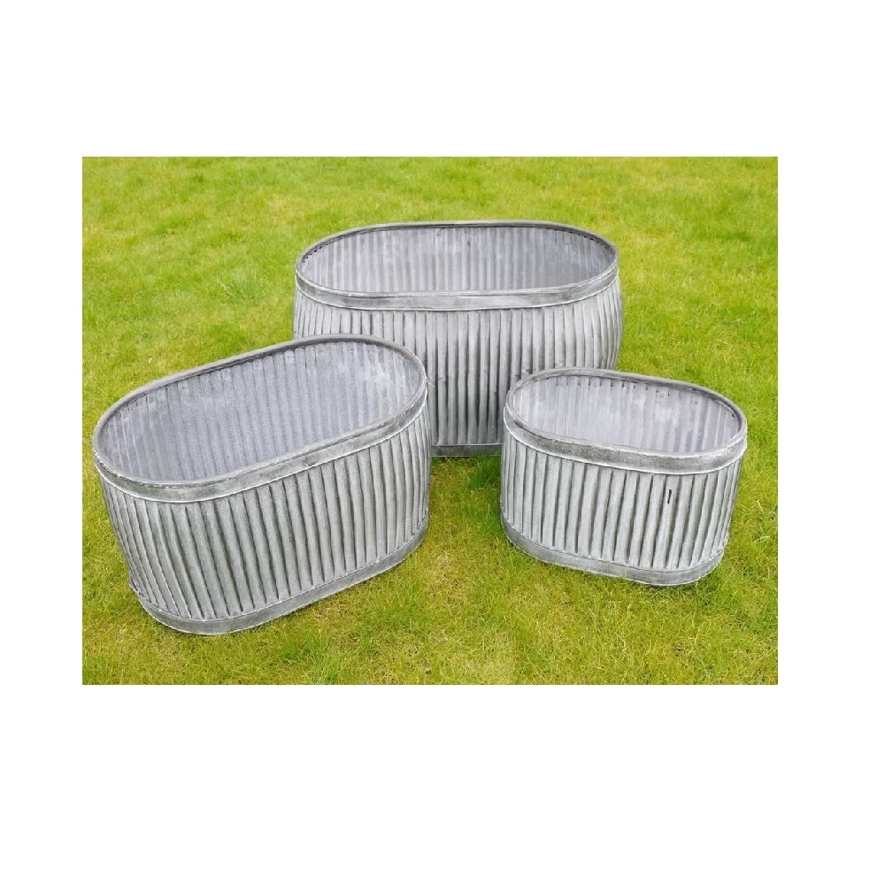 Wholesale high strength galvanized flower Planter for garden planter Metal Galvanized Tree & Plants basket