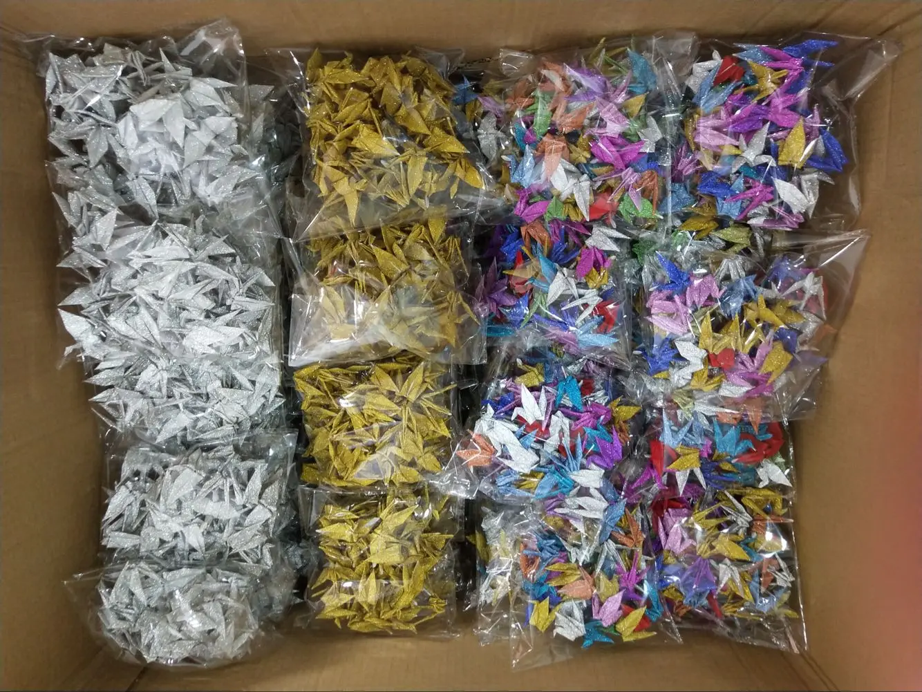 100pcs/Bag 10cm Mixcolor Glitter Paper Origami Crane Handmade Paper Flowers Origami Crane