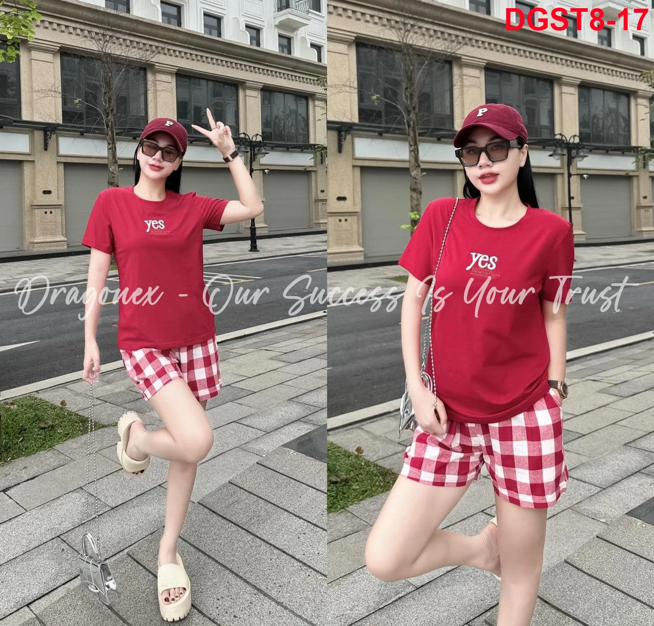 Set Of Clothes With 2 Types Of Pants To Choose From Short-sleeved T-shirt With The Word YES Printed In Smooth ST83 Cotton Fabric