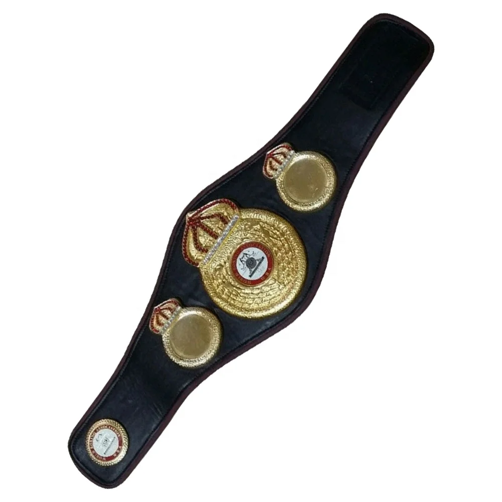 World Heavy weight Wrestling Championship Belt Custom OEM Logo Brass And Zinc Plates Genuine Leather Strap