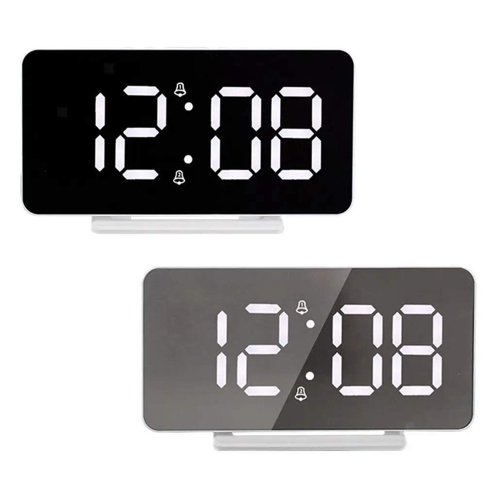 Electronic Desktop USB Charging LED Mirror Digital Alarm Clock