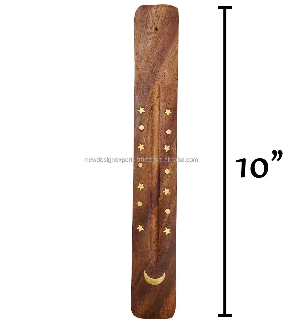 Moon and Stars Incense Holder Wooden Ash Catcher with Celestial Design for Single Incense Sticks Meditation Accessories