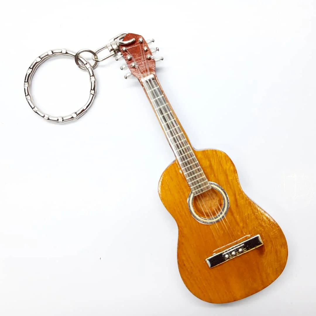 Miniature wooden portuguesse guitar keychain for decoration
