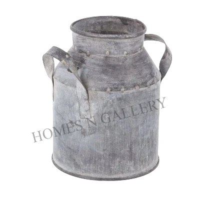 Latest French Vintage  Rustic Metal Galvanized Tin Milk Can Design Flower Vase for Home Decoration Metal Iron Pitcher In India