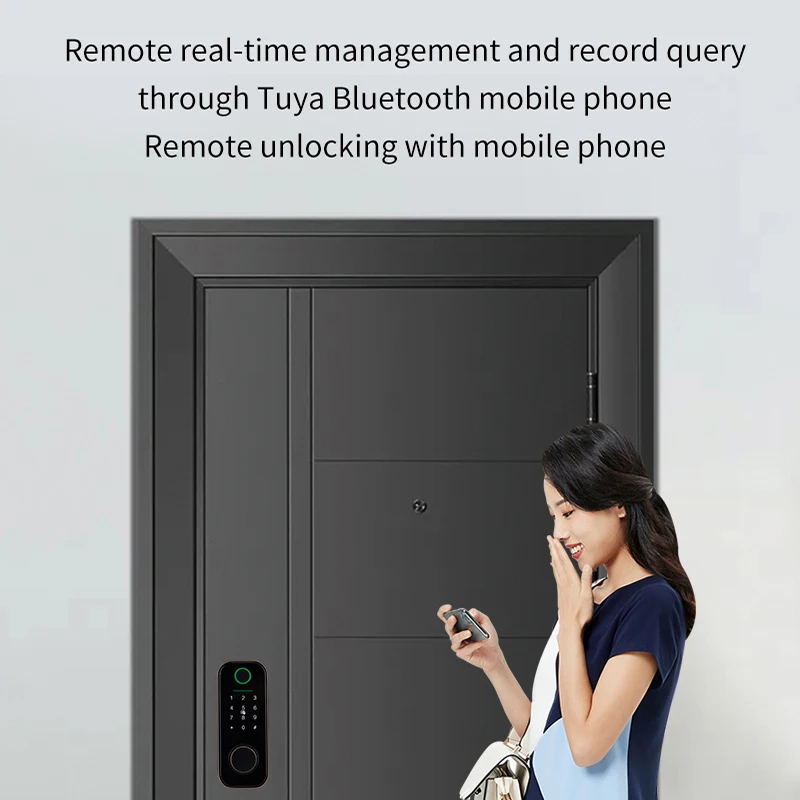 Smart Door Lock with TTLock APP Control, Supporting Password/fingerprint/swiping card/key and Fully Automatic Locking