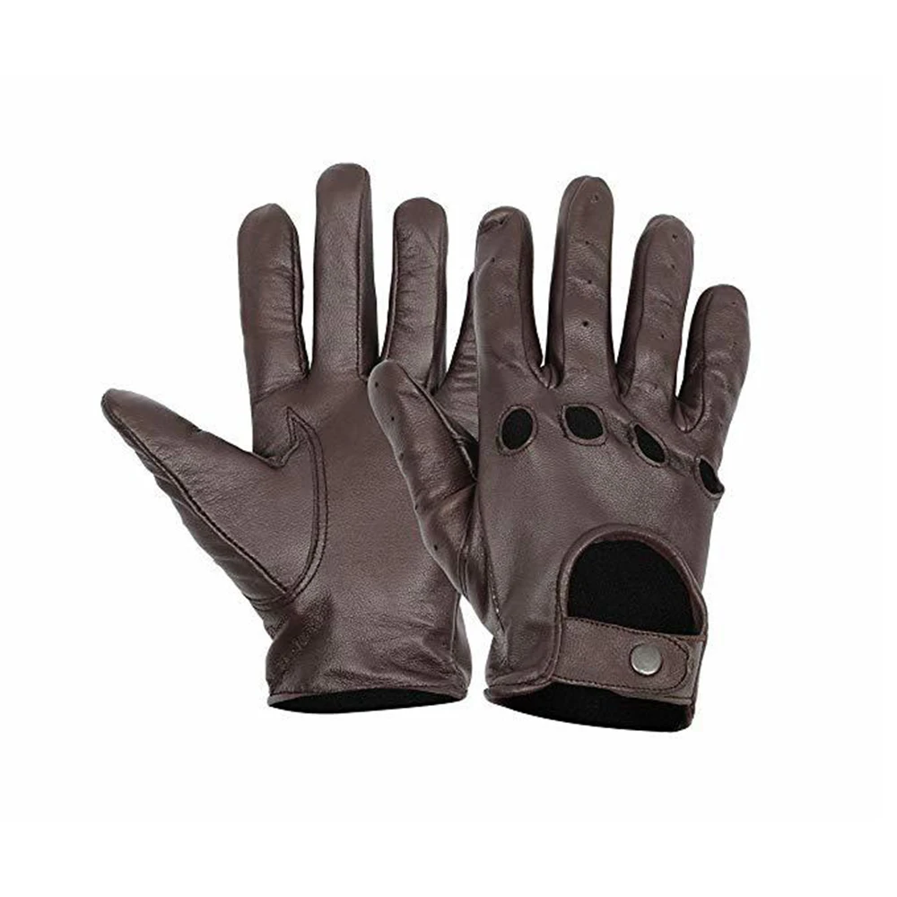 Fashion Men Genuine Sheepskin Leather Gloves Autumn Winter Warm Cashmere Full Finger Leather Gloves