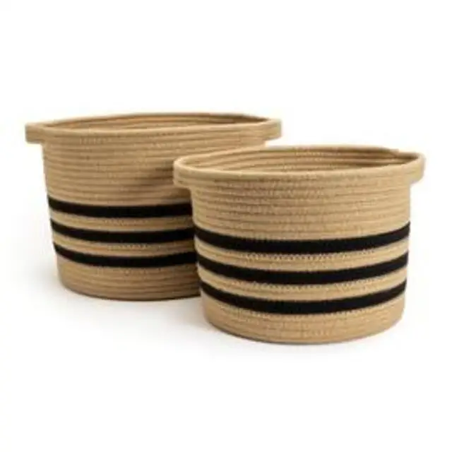 Custom Modern Handmade Woven Storage Basket Round 100% High Cotton Rope Woven Baskets Folding Laundry Cute Shape Basket For Toys