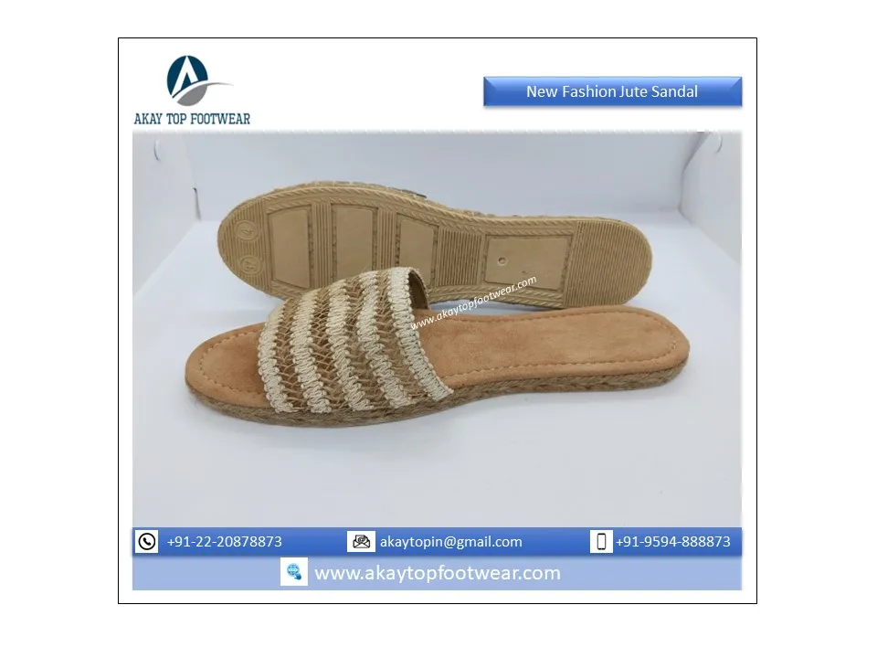 Customized Size Customized Design Available in Unique Design Jute Fabric Espadrille Sandals with Synthetic Lining Rubber Outsole